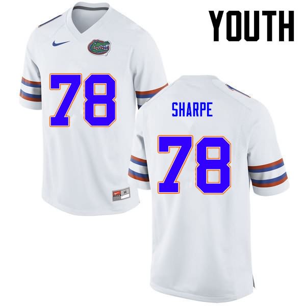 NCAA Florida Gators David Sharpe Youth #78 Nike White Stitched Authentic College Football Jersey TJM0164CI